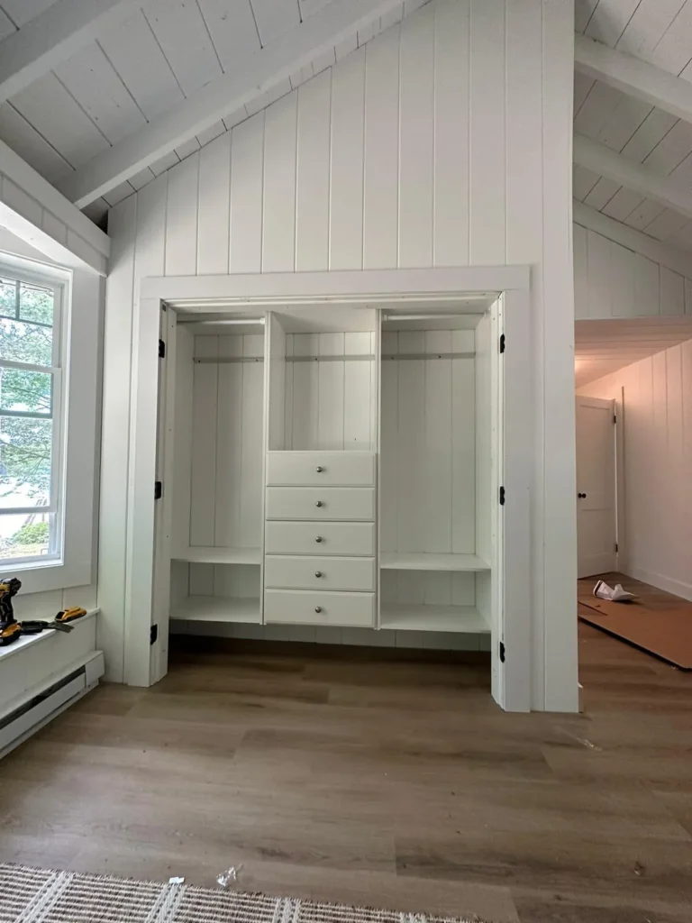 Built-in closet with drawers and shelves
