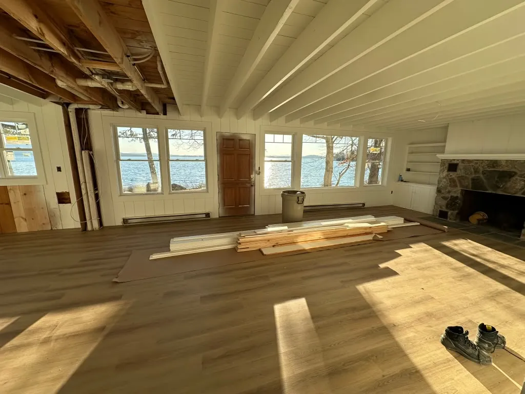 Open room with new plank flooring