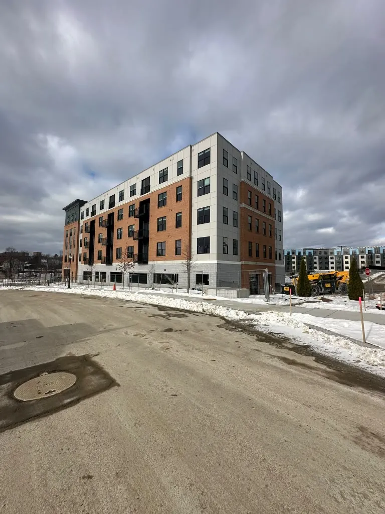Finished apartment building exterior