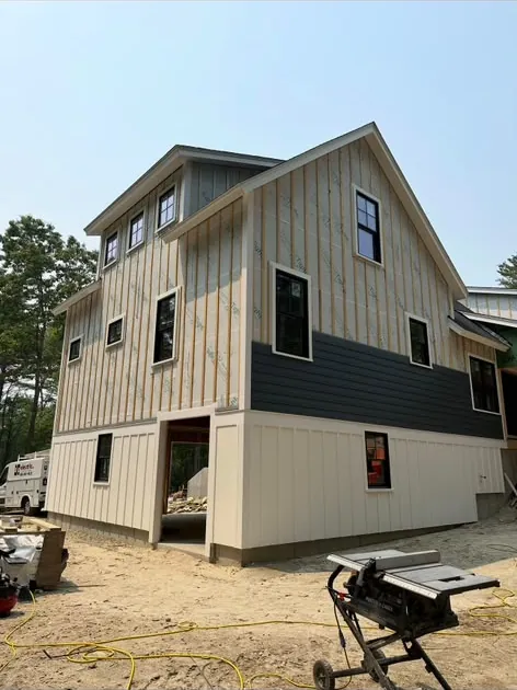 Board and batten exterior with window trim
