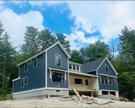 Completed blue siding exterior