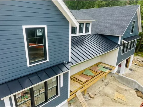 Siding and metal roof detail
